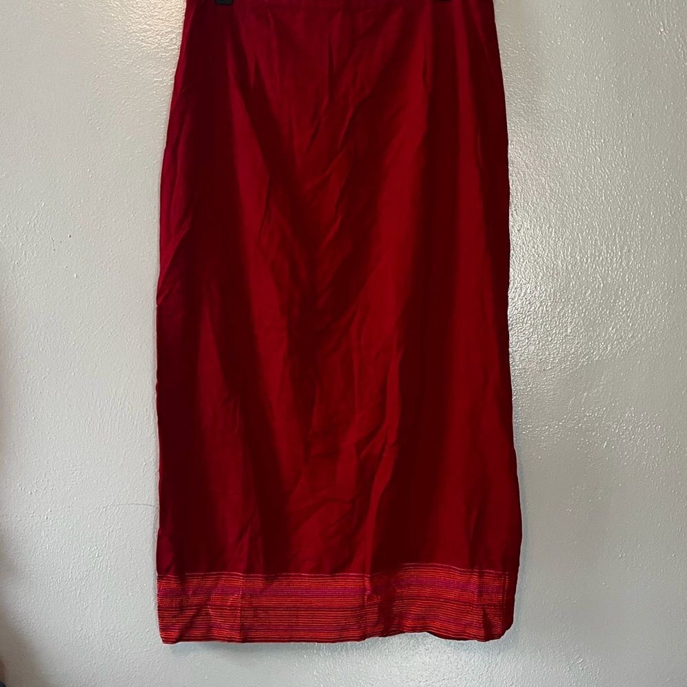 New York City Design Co-Chic Red Linen Maxi Skirt for Women Size 16